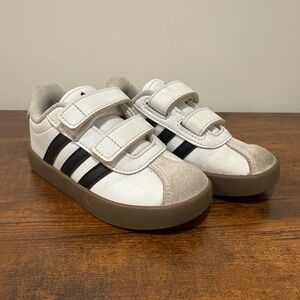 Adidas Toddler VL Court Suede Three Striped Shoes 8K white black
